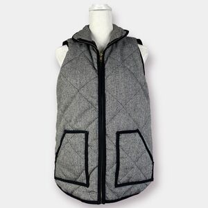 Black White Herringbone Quilted Vest Size Medium
